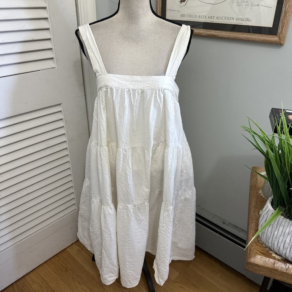 Aware Vero Moda Dress Large Cream Sleeveless Tiered Shift Minimalist Lagenlook